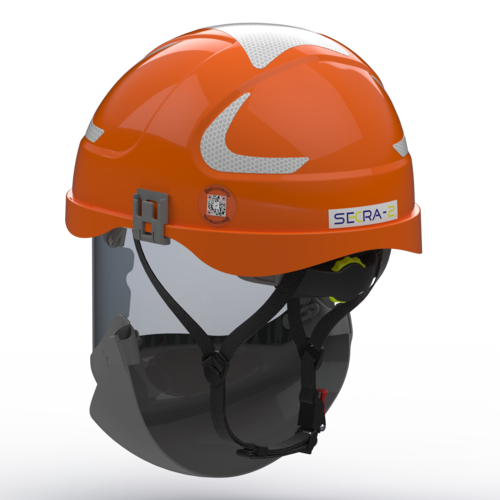 Electrically insulating helmet with face shield (movable), Class 2, ATPV 36 cal/cm2, orange 2