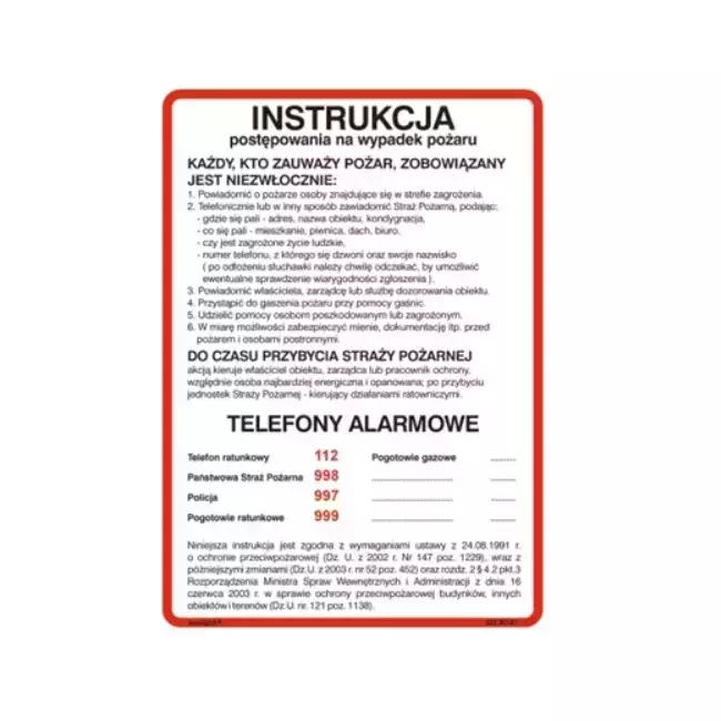 Instructions - Firefighting Procedures, 25 x 35 cm 1