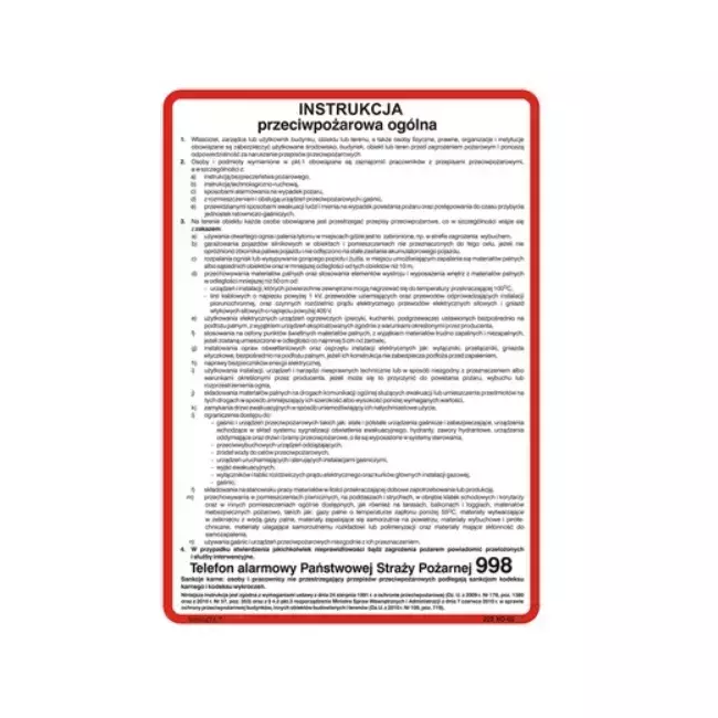 Instructions - Fire Protection, 25 x 35 cm 1